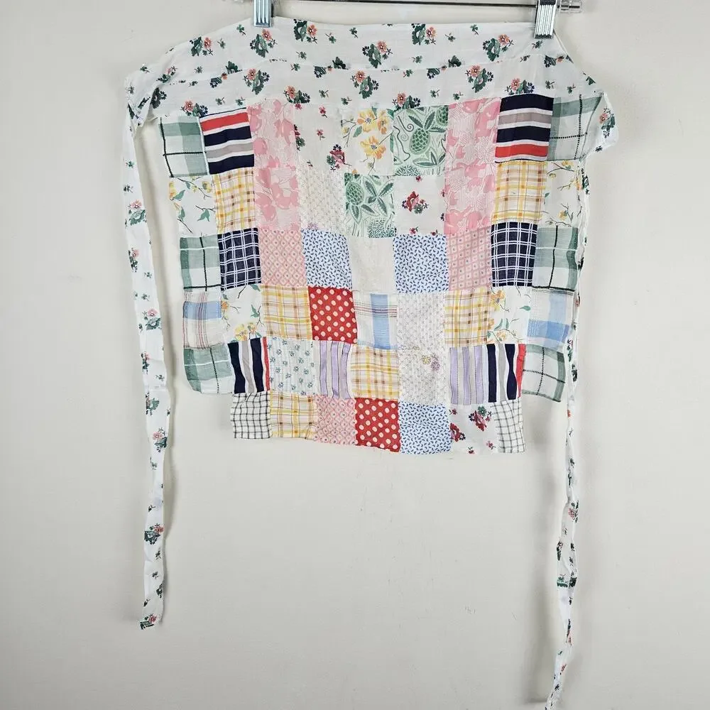 Vintage Handmade Patchwork Half Apron Prairie Cottagecore floral ultra light